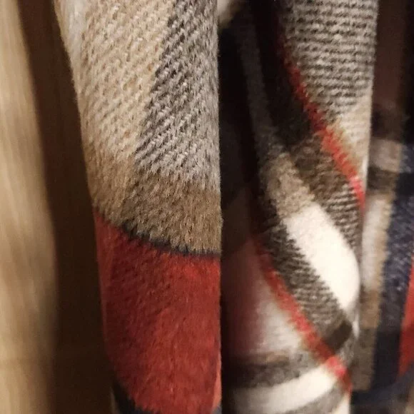 Altar'd State Cream Red Blue Flannel Plaid Vest Medium - Picture 4 of 7